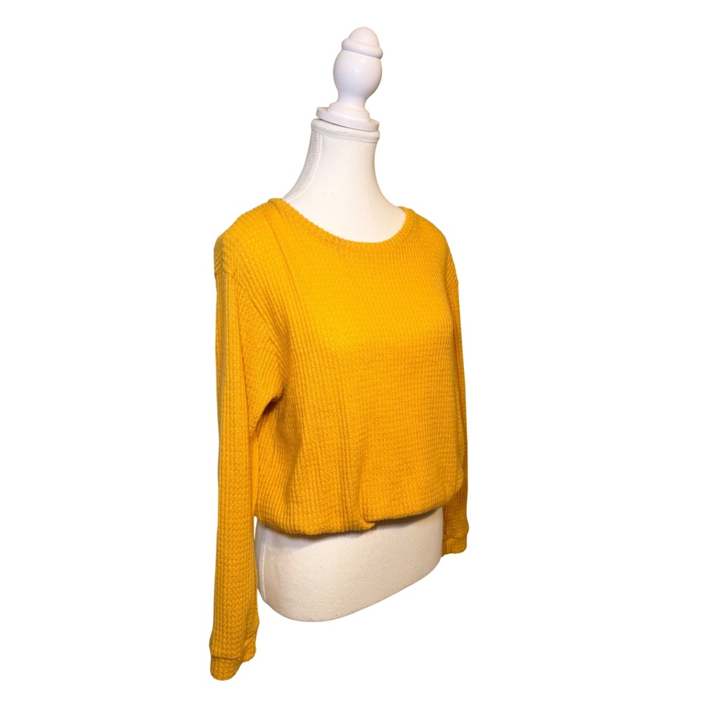 Sweet Lilac Yellow Knit Sweater Soft Cropped Pullover L - Picture 2 of 4